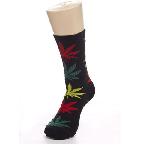 Weed Leaf Socks Black/Orange/Green