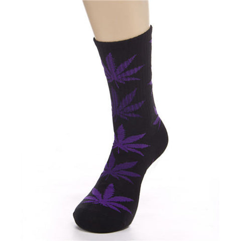 Weed Leaf Socks Black/Purple