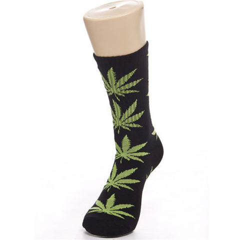 Weed Leaf Socks Green Black