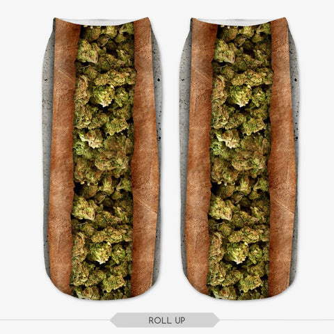 Blunt Rollup Marijuana Leaf Weed Socks 3D Print