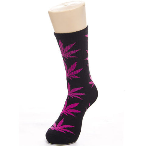 Weed Leaf Socks Black/Pink
