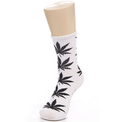 Weed Leaf Socks White/Black