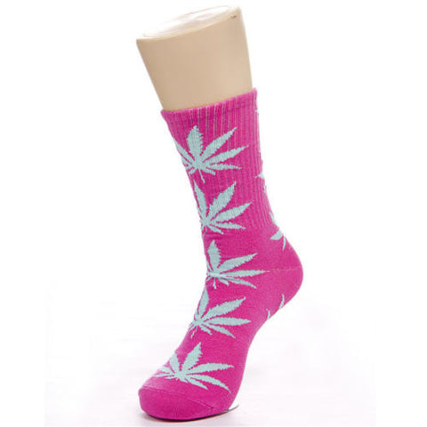 Weed Leaf Socks Pink Blue