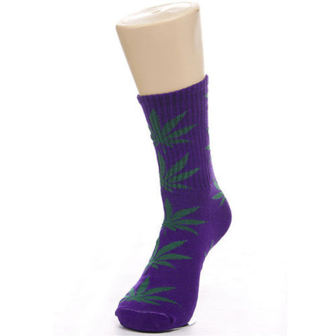 Weed Leaf Socks Purple Green