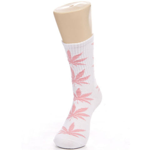 Weed Leaf Socks White Pink