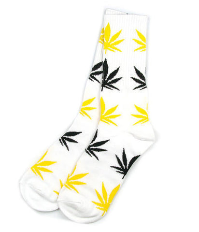 Weed Leaf Socks White Black Yellow